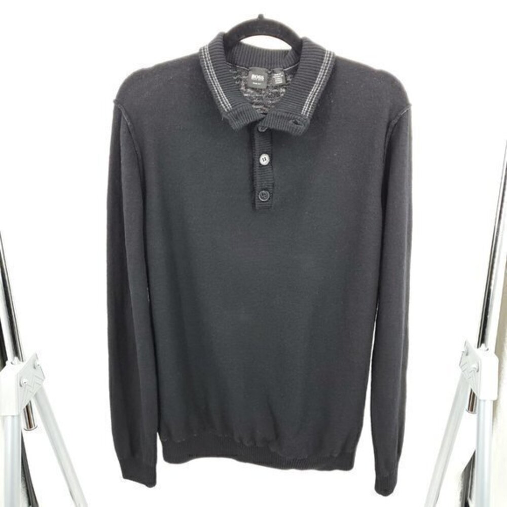 Men's Boss Hugo Boss Slim Fit 100% Merino Wool Polo Neck Inside-Out Sweater L